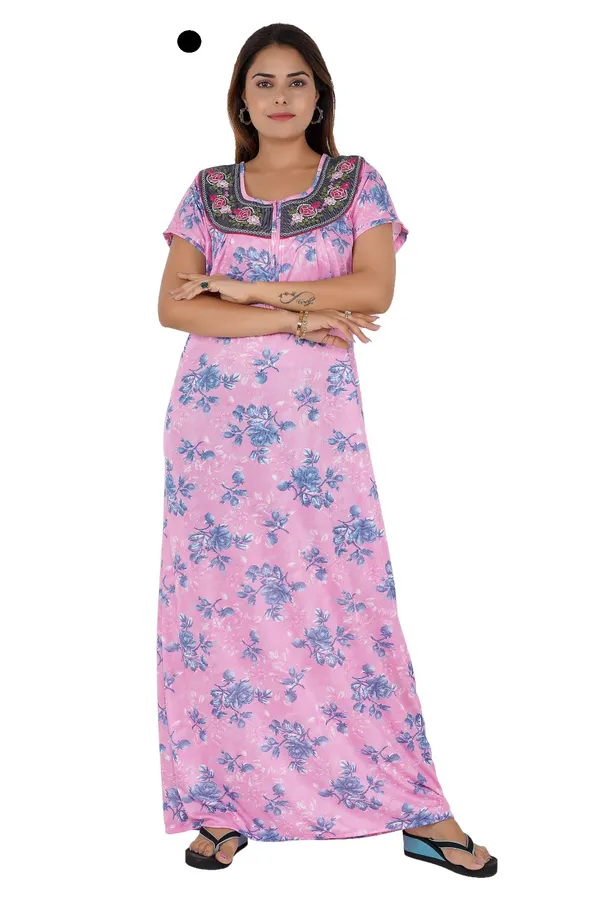 Pink_Floral_Print_Relaxed_Fit_Nightdress_for_Women