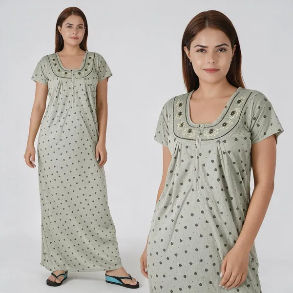 Grey_Heart_Print_Relaxed_Fit_Nightdress_For_Women