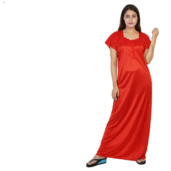 Red_Satin_Short_Sleeve_Nightdress_for_Women