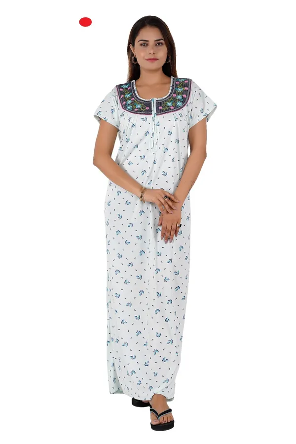 White_Printed_Nightdress_For_Women