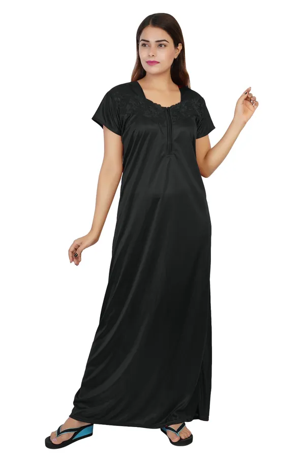 Black_Satin_Short_Sleeve_Nightdress_for_Women