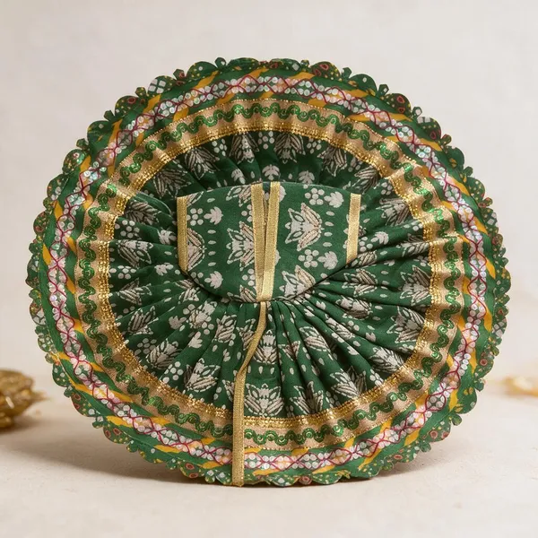 Green_Floral_Printed_Golden_Trim_Laddu_Gopal_Poshak