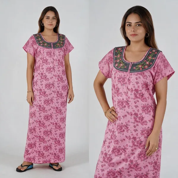 Pink_Hosiery_Floral_Print_Embroidered_Nighty_For_Women