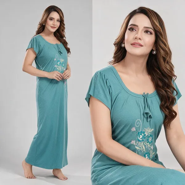 Teal_Hosiery_Floral_Embroidered_Relaxed_Fit_Nighty_For_Women