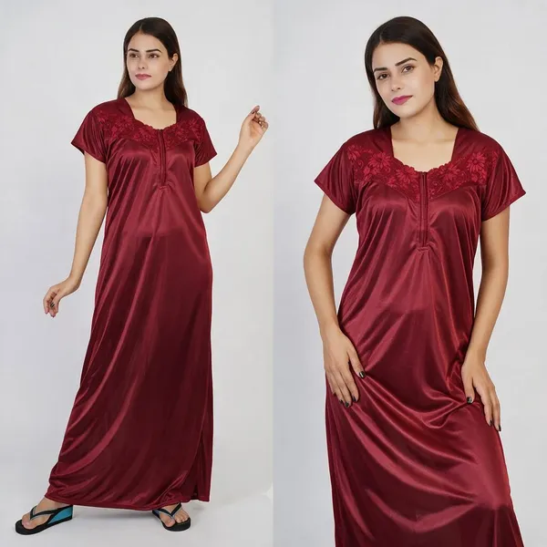 Maroon_Satin_Relaxed_Fit_Nightdress_For_Women