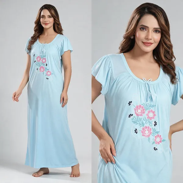 Light_Blue_Hosiery_Relaxed_Fit_Nighty_For_Women