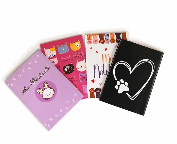 House_Of_Earthy_Cat_Theme_Ruled_Notebook_Set_Of_4_Multicolor