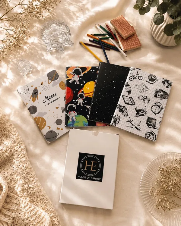 House_Of_Earthy_Astronaut_Plain_Pocket_Notebook_Set_Of_4