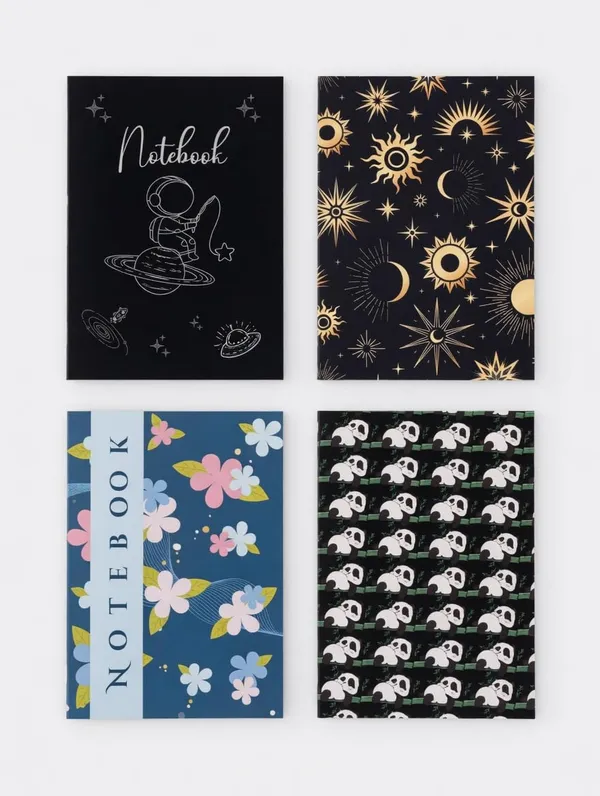 House_Of_Earthy_Classic_Theme_Ruled_Notebook_Set_Of_4_Black
