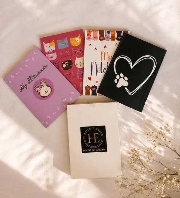 House_Of_Earthy_Cat_Theme_Plain_Pocket_Notebook_Set_Of_4