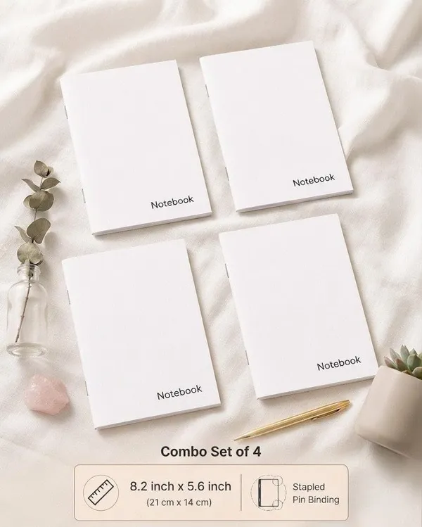 House_Of_Earthy_White_Plain_Pocket_Notebook_Set_Of_4
