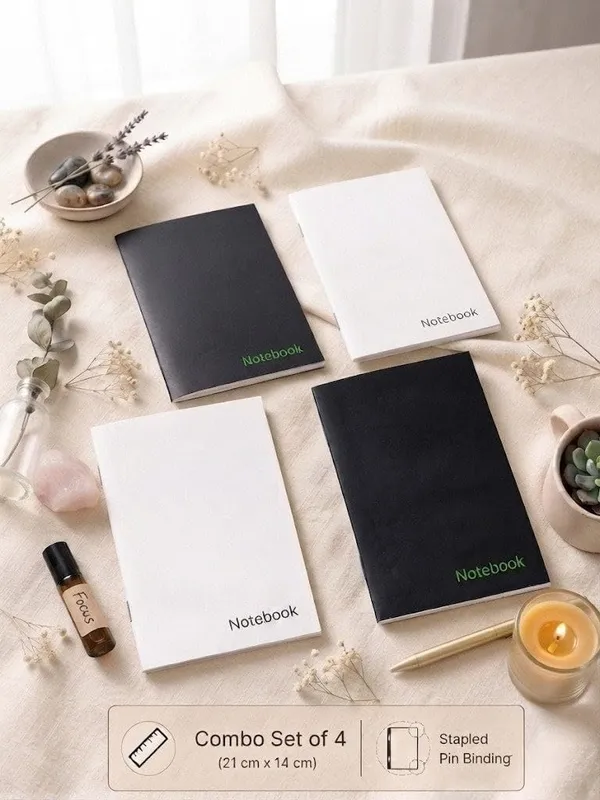 House_Of_Earthy_Classic_Theme_Ruled_Notebook_Set_Of_4_Black_&_White