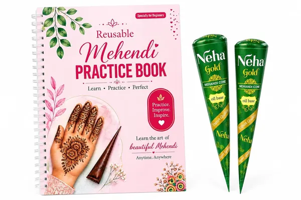 House_Of_Earthy_Reusable_Mehndi_Practice_Book_With_Henna_Cones