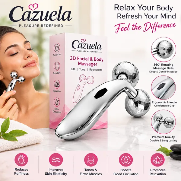 Cazuela_3D_Roller_Face_&_Body_Massager_|_Double_Ball_Lift_Tool_|_Skin_Tightening_&_Slimming_Massage_Roller_|_Full_Body_Relaxation_Tool_for_Face,_Neck,_Arms_&_Legs_(Premium_Metal_Finish)