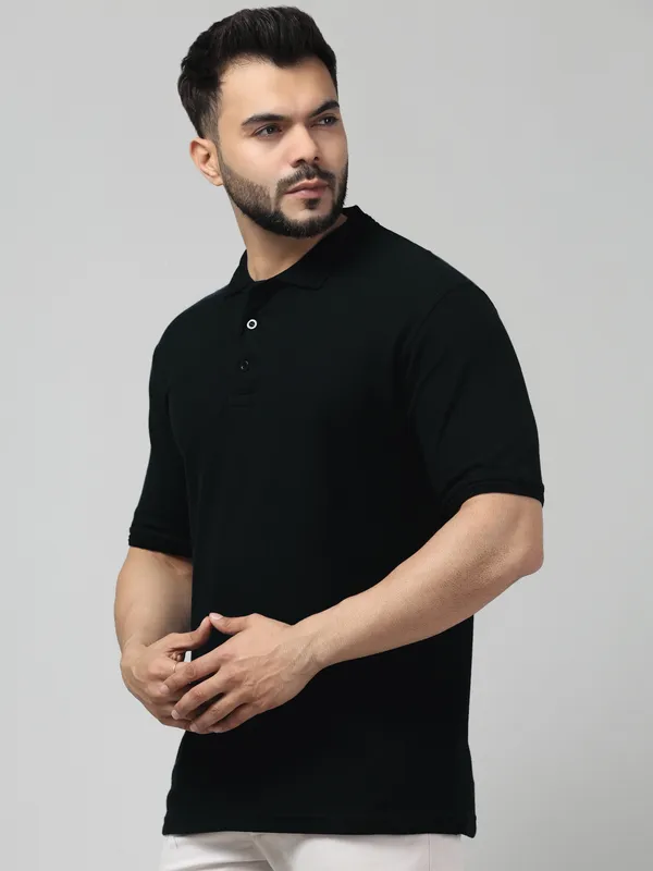 Black_Knit_Regular_Fit_Polo_T-Shirt_for_Men