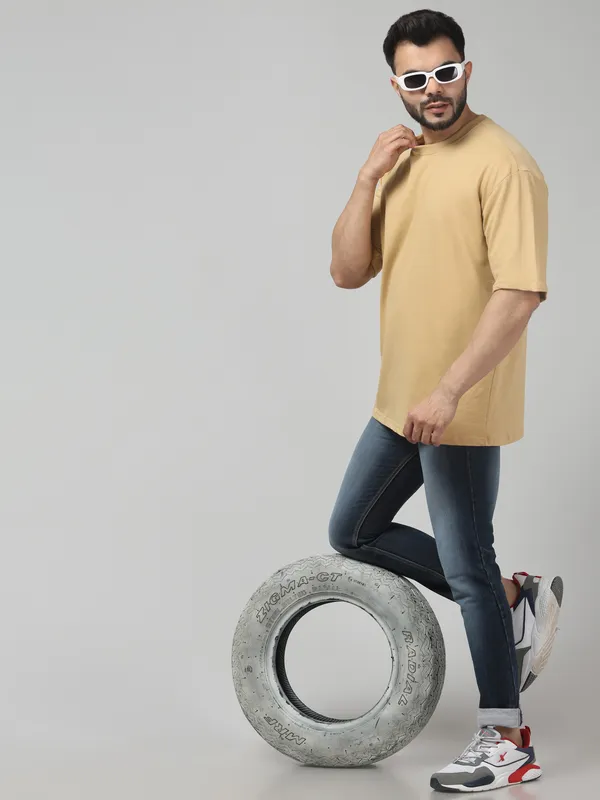 Beige_Casual_Fit_T-Shirt_for_Men