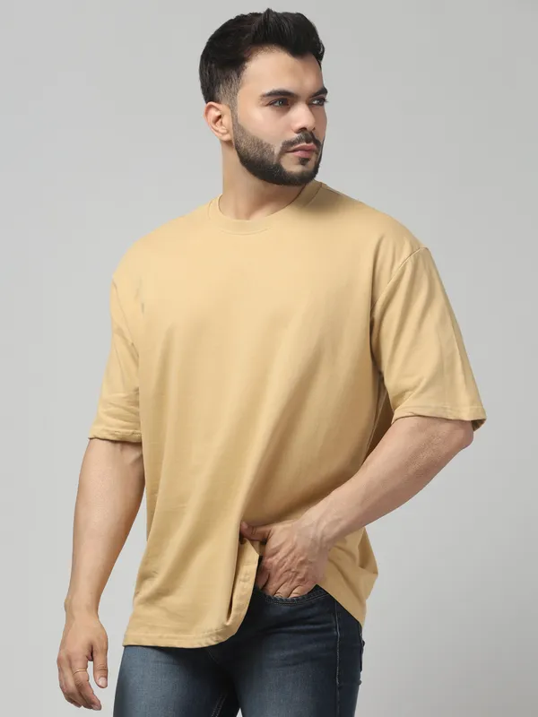 Beige_Casual_Fit_T-Shirt_for_Men