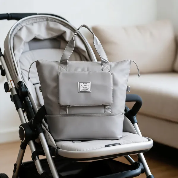 Grey_Leather_Multi-Compartment_Baby_Bag_For_Mothers