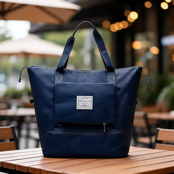 Navy_Blue_Leather_Foldable_Travel_Tote_Bag_For_Women