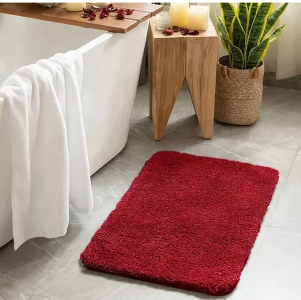 Red_Shaggy_Solid_Bath_Mat