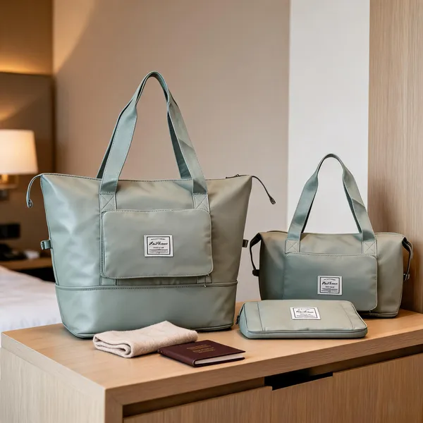 Green_Leather_Structured_Travel_Bag_Set_For_Women