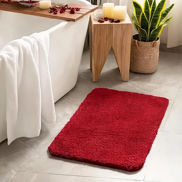 Microfibre_Solid_Red_Shaggy_Bath_Mat