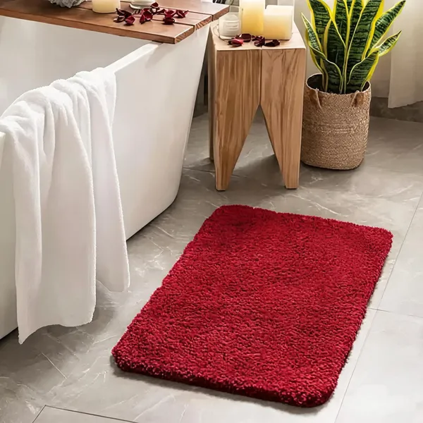 Microfibre_Solid_Red_Shaggy_Bath_Mat