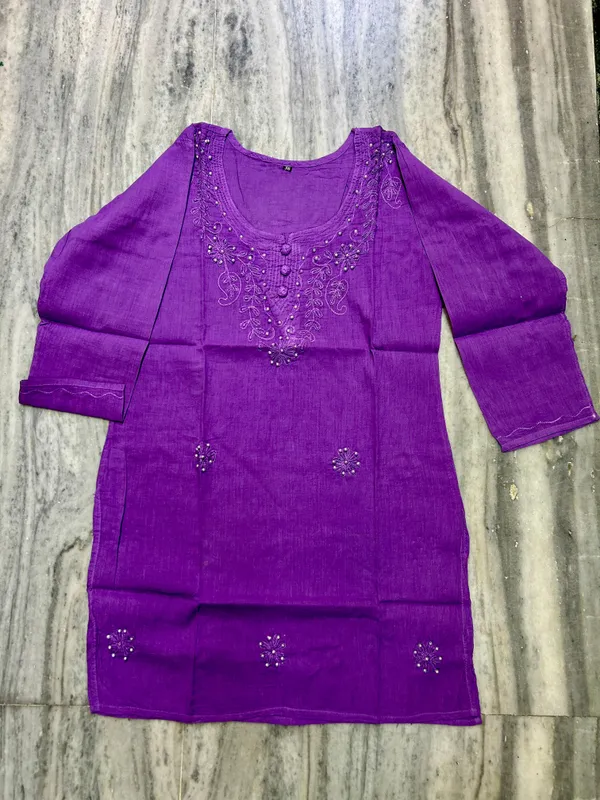 Purple_Cambric_Cotton_Straight_Embroidered_Kurta_For_Women