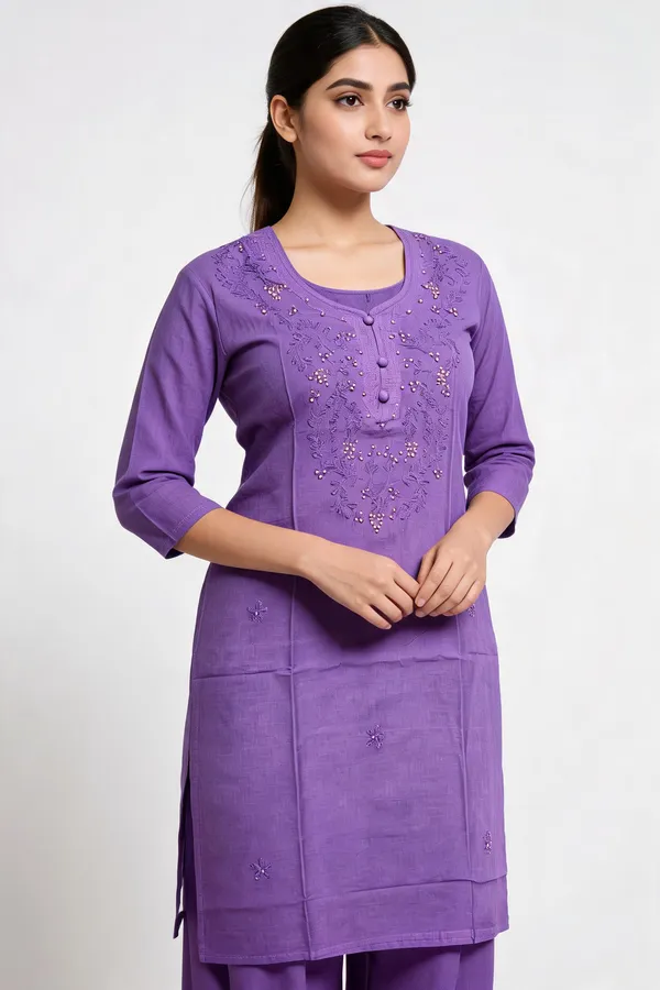Purple_Cambric_Cotton_Straight_Embroidered_Kurta_For_Women