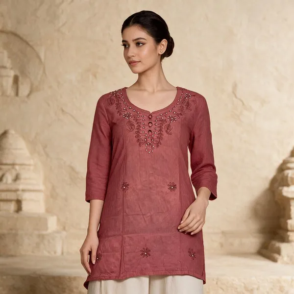 Pink_Cambric_Cotton_Straight_Floral_Embroidered_Kurta_For_Women