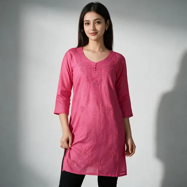 Pink_Cambric_Cotton_Straight_Embroidered_Kurta_For_Women
