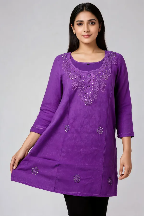 Purple_Cambric_Cotton_Straight_Embroidered_Kurta_For_Women