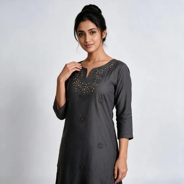 Grey_Cambric_Cotton_Straight_Embroidered_Kurta_For_Women