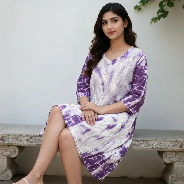 Purple_Dobby_Cotton_Straight_Tie-Dye_Embroidered_Kurta_For_Women