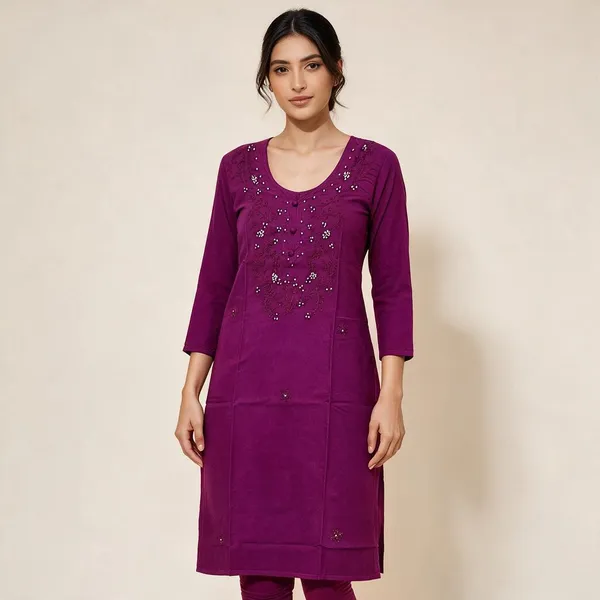 Magenta_Cambric_Cotton_Straight_Embroidered_Kurta_For_Women