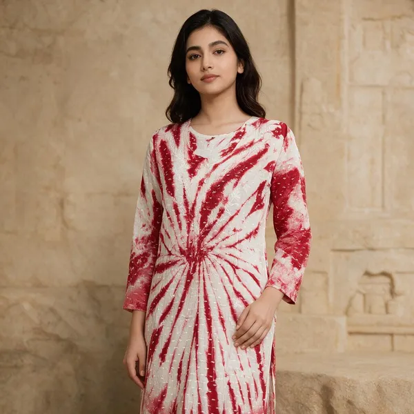 Red_Dobby_Cotton_Straight_Kurta_For_Women