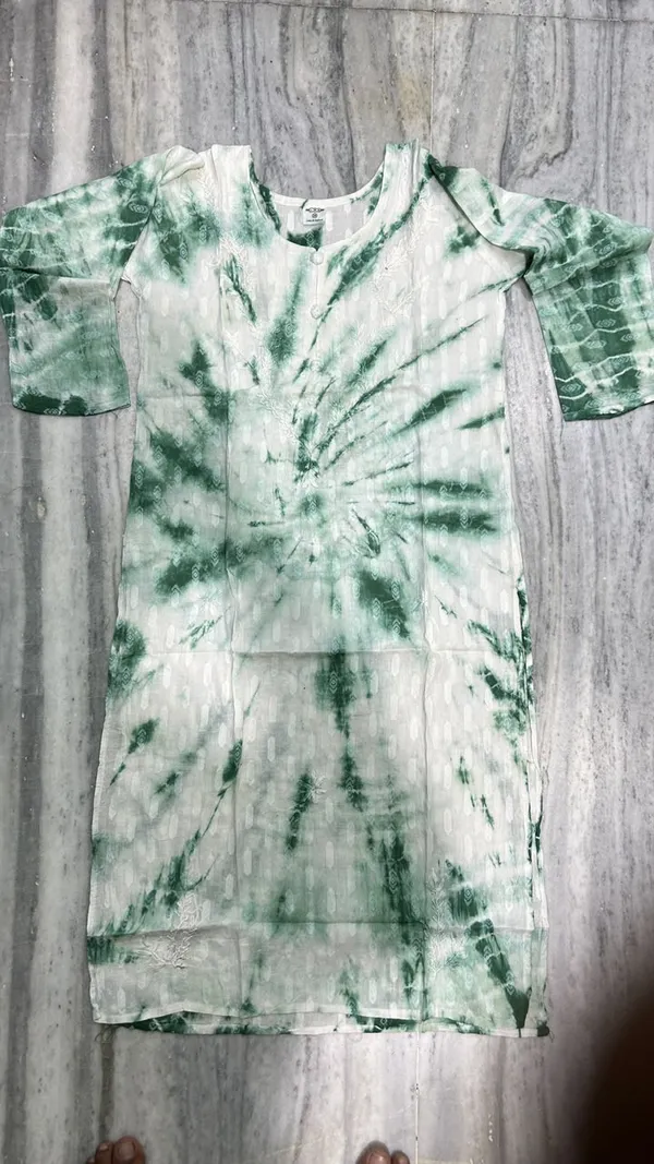Green_Dobby_Cotton_Straight_Tie-Dye_Embroidered_Kurta_For_Women