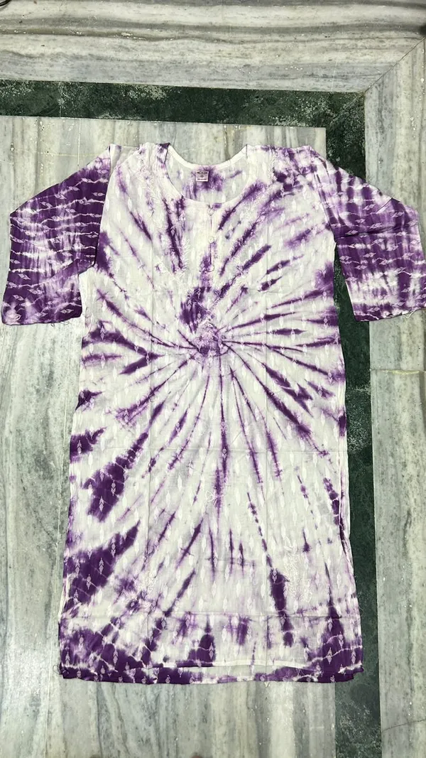 Purple_Dobby_Cotton_Straight_Tie-Dye_Embroidered_Kurta_For_Women