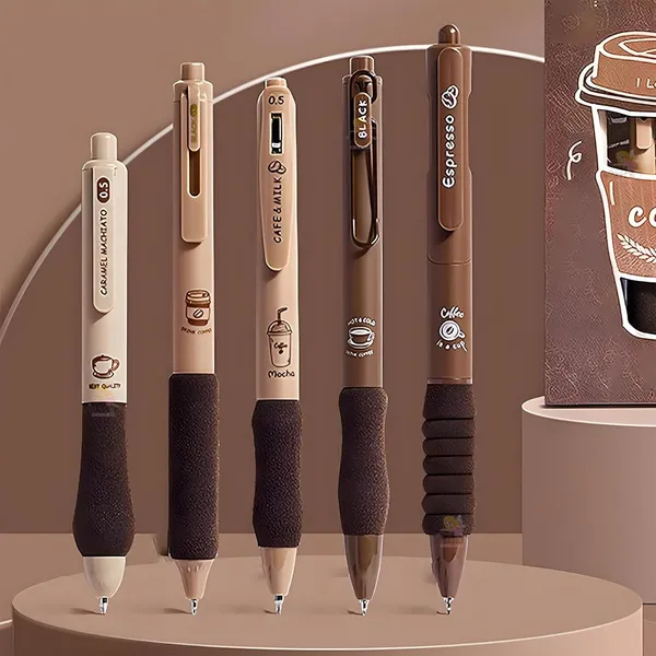 Brown_Plastic_Gel_Pen_Writing_&_Note_Taking_(Pack_of_5_)