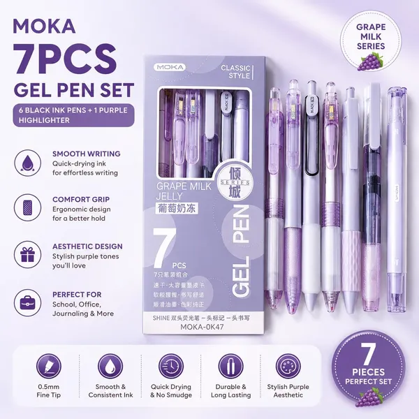 Multicolor_Plastic_Gel_Pen_Highlighting_&_Studying_(Pack_of_6_)