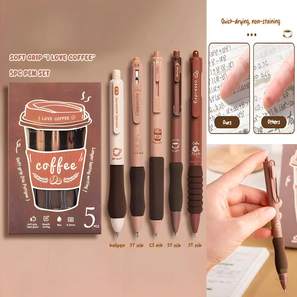 Brown_Plastic_Gel_Pen_Writing_&_Note_Taking_(Pack_of_5_)