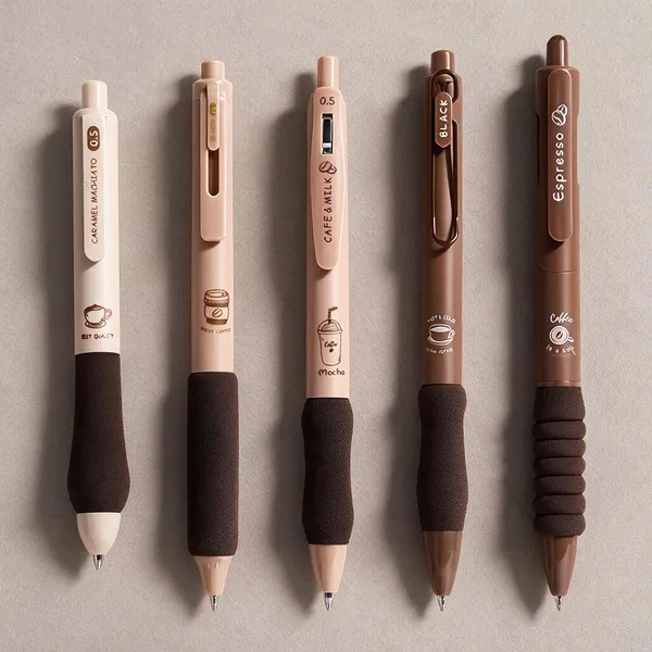 Brown_Plastic_Gel_Pen_Writing_&_Note_Taking_(Pack_of_5_)