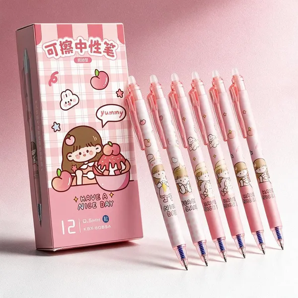 Pink_Plastic_Erasable_Gel_Pen_Writing_&_Note_Taking_(Pack_of_12_)