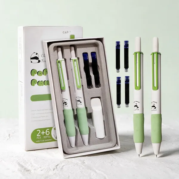 Green_&_White_Plastic_Click_Fountain_Pen_Writing_&_Note_Taking_(Pack_of_2_)