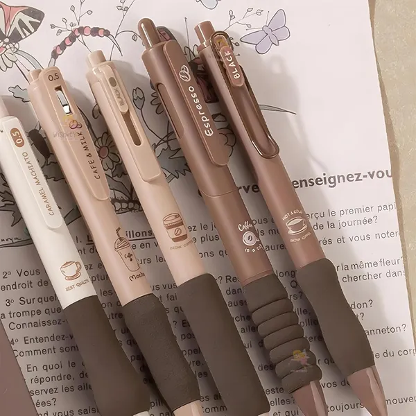 Brown_Plastic_Gel_Pen_Writing_&_Note_Taking_(Pack_of_5_)