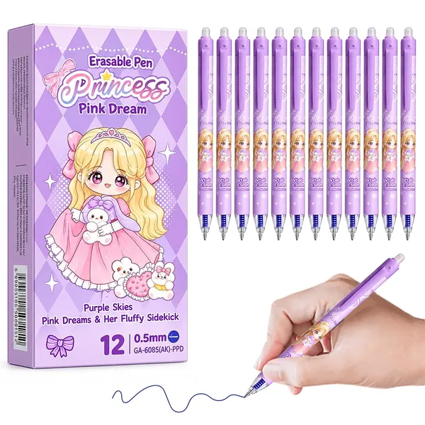 Purple_Plastic_Erasable_Gel_Pen_Writing_&_Note_Taking_(Pack_of_12_)