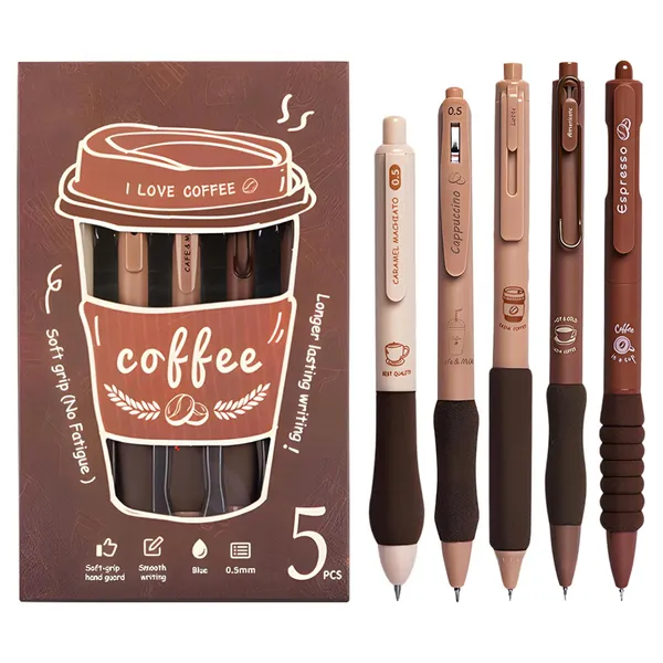 Brown_Plastic_Gel_Pen_Writing_&_Note_Taking_(Pack_of_5_)