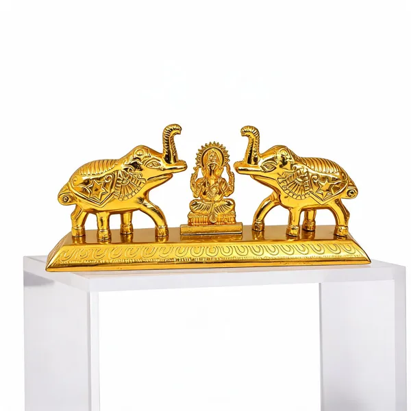 Brass_Gold_Tone_Lakshmi_With_Elephants_Religious_Idol