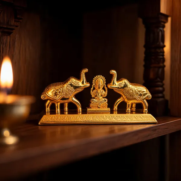 Brass_Gold_Tone_Lakshmi_With_Elephants_Religious_Idol