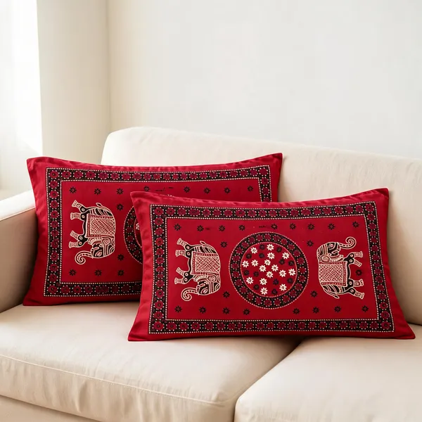 Cotton_Traditional_Elephant_Print_Red_Pillow_Cover_Set_Of_2